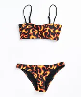 Petals by Petals and Peacocks Flames Black Bandeau Bikini Top