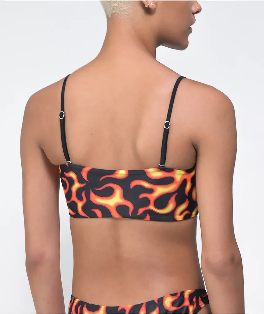 Petals by Petals and Peacocks Flames Black Bandeau Bikini Top