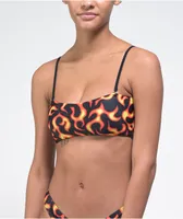 Petals by Petals and Peacocks Flames Black Bandeau Bikini Top