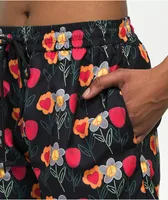 Petals by Petals and Peacocks Flower Print Black Board Shorts