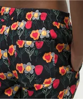 Petals by Petals and Peacocks Flower Print Black Board Shorts