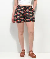 Petals by Petals and Peacocks Flower Print Black Board Shorts