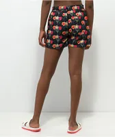 Petals by Petals and Peacocks Flower Print Black Board Shorts