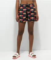 Petals by Petals and Peacocks Flower Print Black Board Shorts