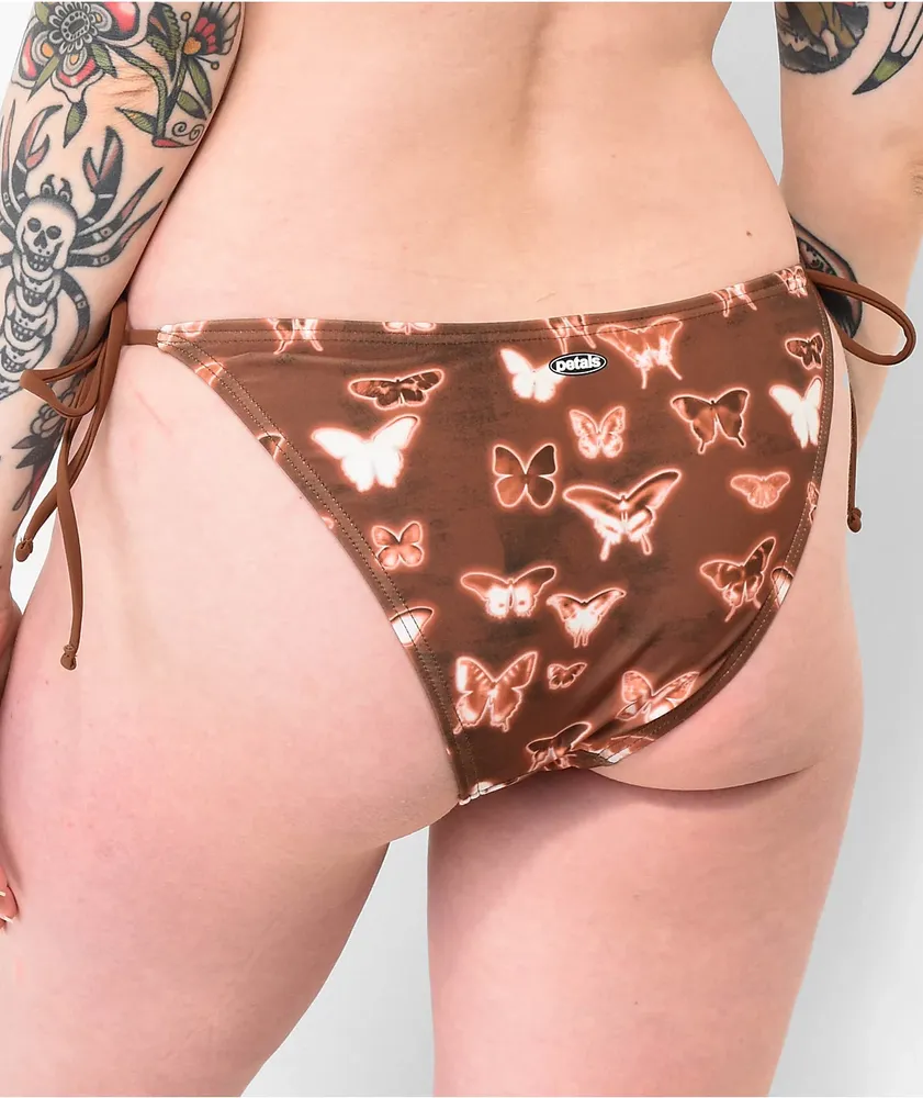 Petals by Petals and Peacocks Inverted Butterfly Brown Cheeky Bikini Bottom