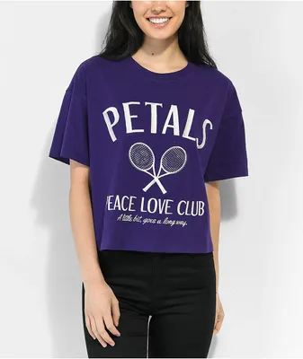Petals by Petals and Peacocks Peace Love Tennis Purple Crop T-Shirt