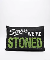 Petty Snacks Sorry, We're Stoned Black Pillow