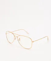 Pilot Gold & Clear Blue Light Glasses