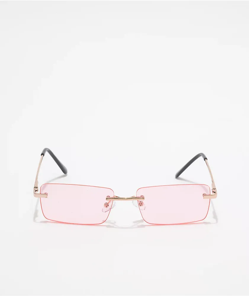 Pink & Gold Rectangle Sunglasses