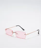 Pink & Gold Rectangle Sunglasses