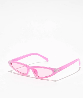 Pink Cat Eye Thin Sunglasses