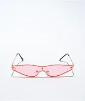 Pink Frameless Cateye Sunglasses