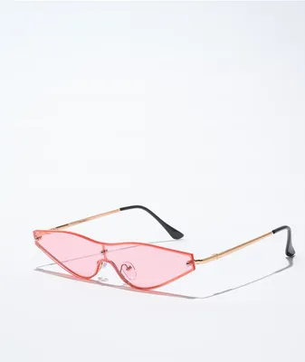 Pink Frameless Cateye Sunglasses