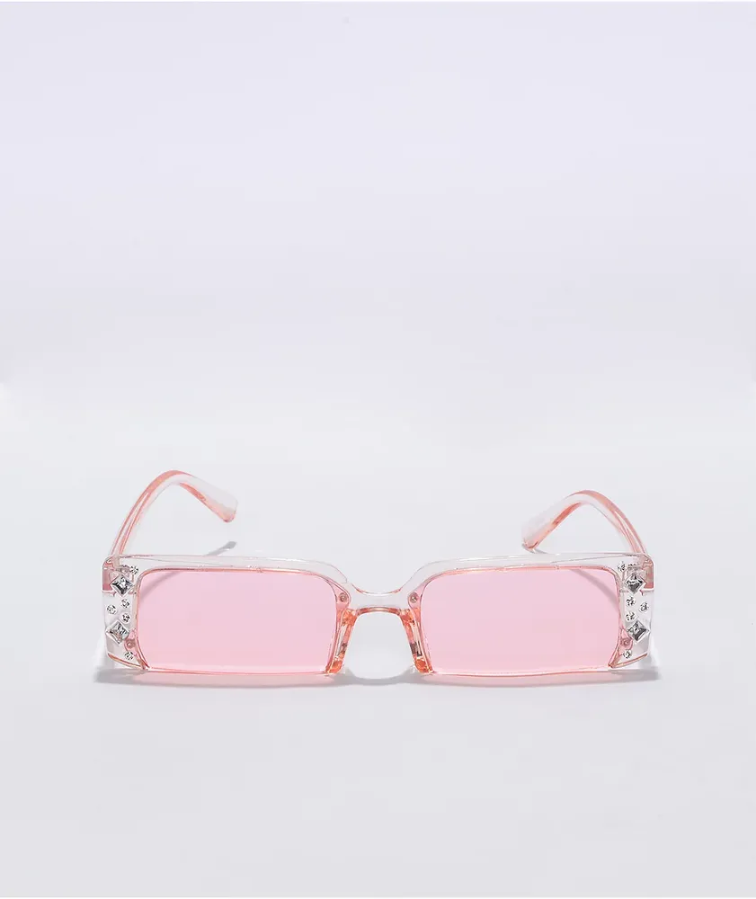 Pink Half Rim Rectangle Sunglasses