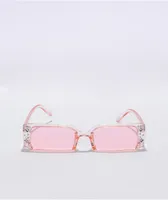 Pink Half Rim Rectangle Sunglasses