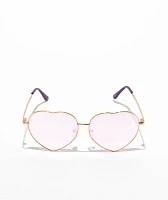 Pink Heart Wire Sunglasses