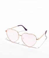 Pink Heart Wire Sunglasses