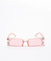 Pink Rectangle Bling Sunglasses