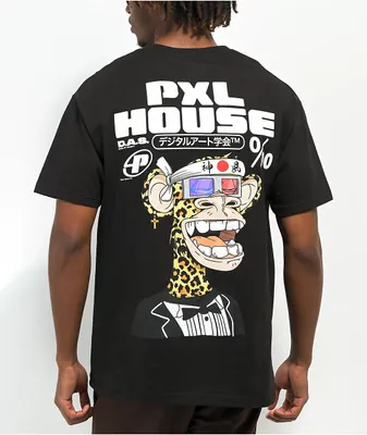Pixel House 3D Ape Black T-Shirt