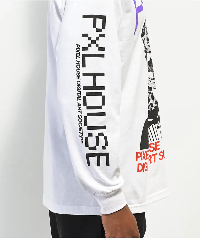 Pixel House Digital Art Society White Long Sleeve T-Shirt