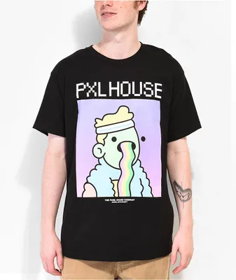 Pixel House Rainbro Barf Black T-Shirt