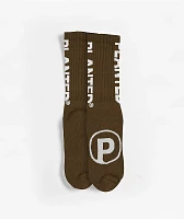 Planted Brown Crew Socks