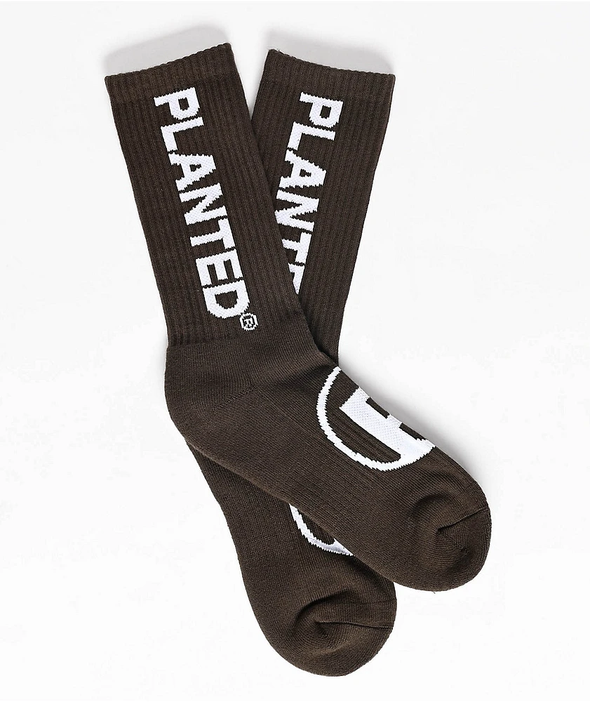 Planted Brown Crew Socks