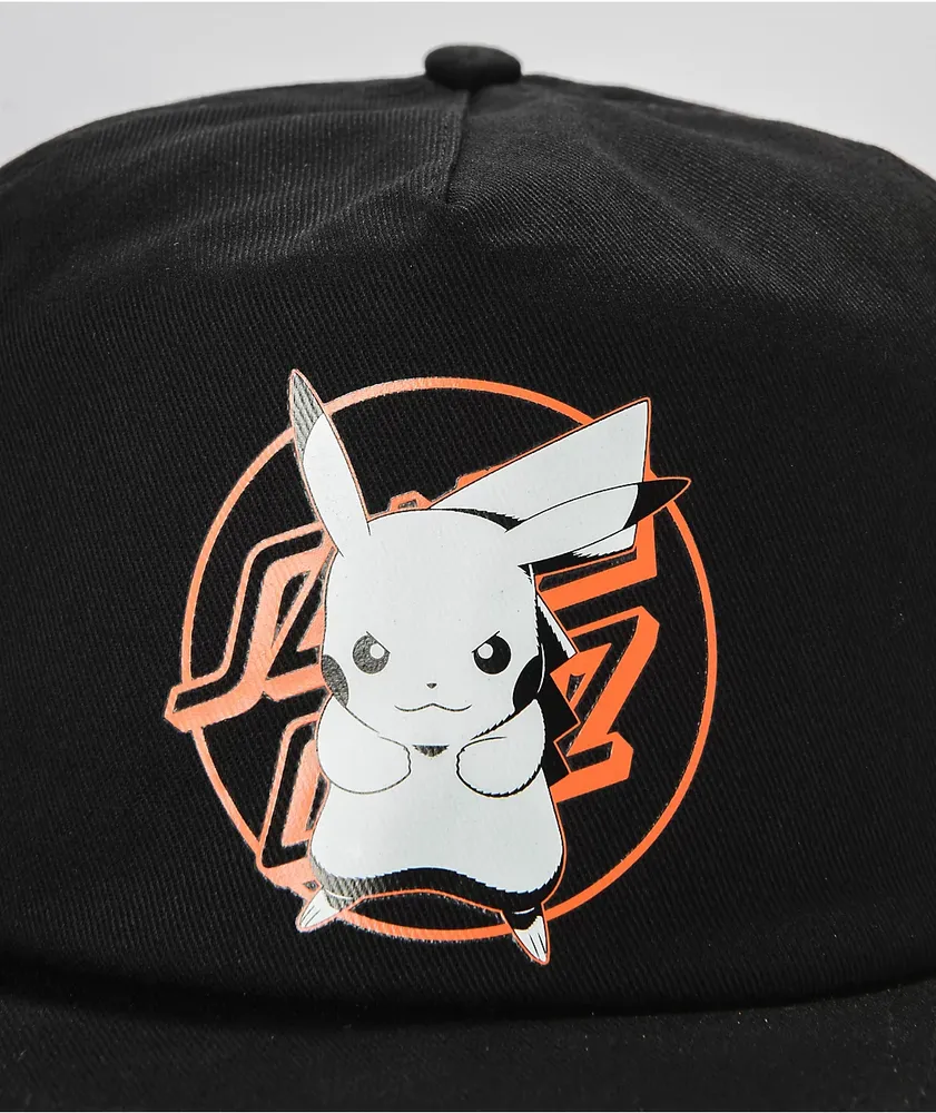 Pokemon & Santa Cruz Pikachu Black Snapback Hat