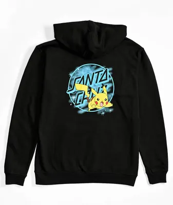 Pokemon & Santa Cruz Pikachu Spray Dot Youth Black Hoodie
