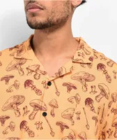 Poler Aloha Mushroom Orange Short Sleeve Button Up Shirt