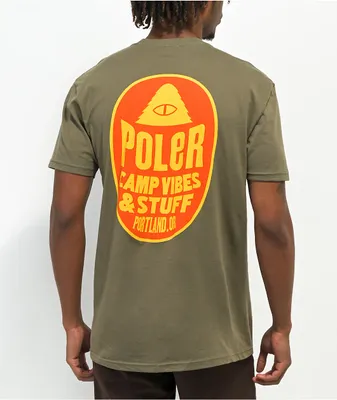Poler Fruit Sticker Army Green T-Shirt