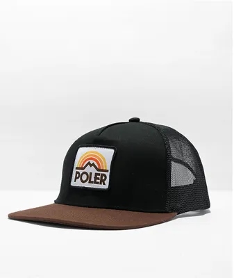 Poler Mountain Rainbow Patch Black & White Trucker Hat
