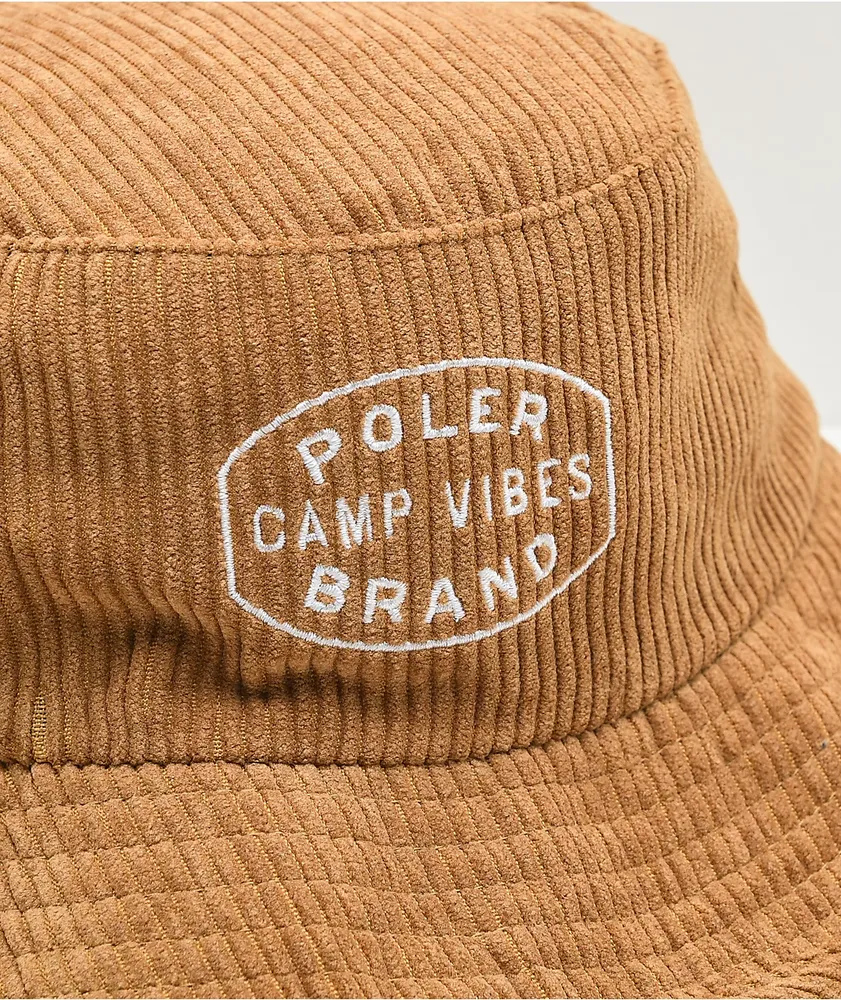 Poler Vibes Brand Brown Corduroy Bucket Hat