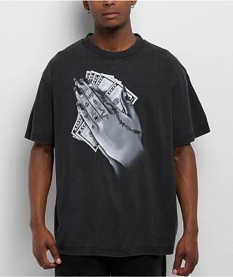 Popular Demand Pray Black Wash T-Shirt