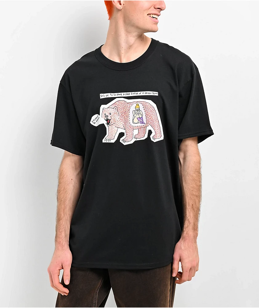 Porous Walker Sad Bear Black T-Shirt