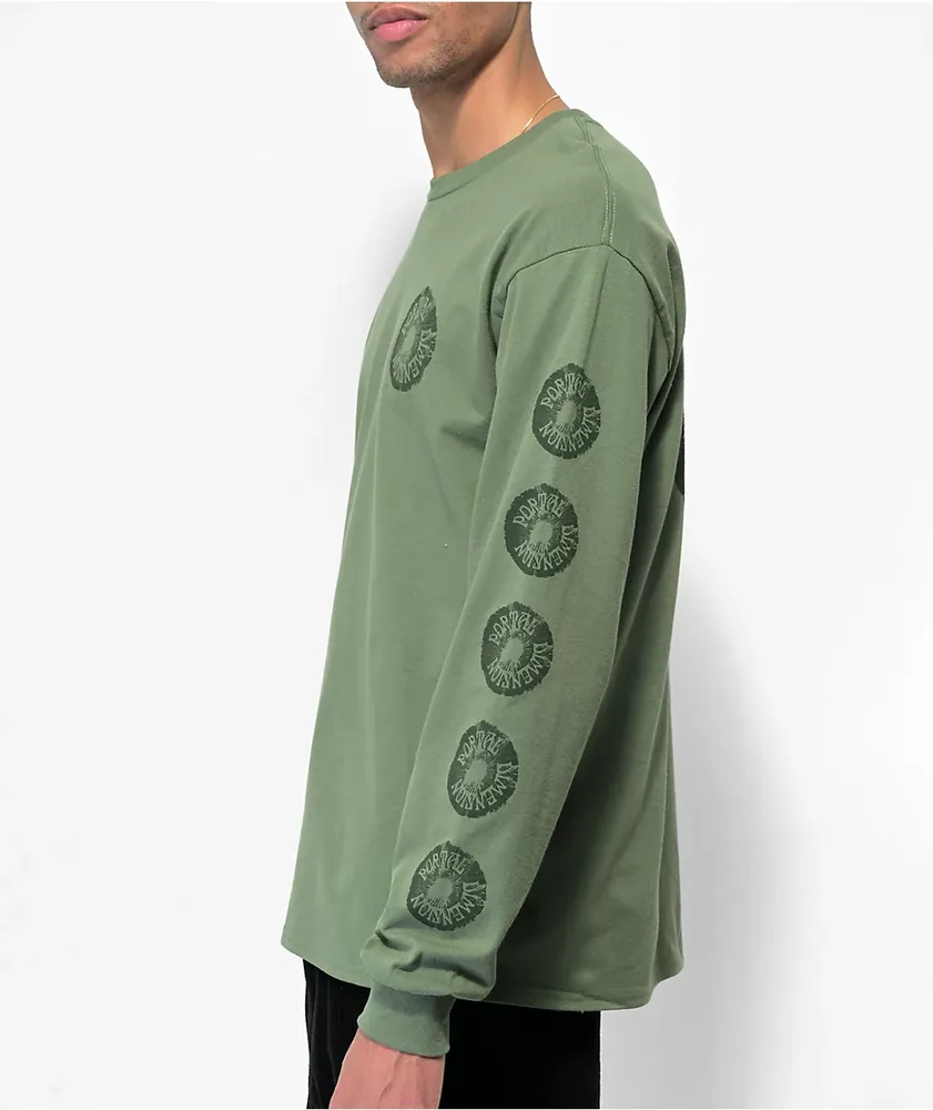 Portal Dimension Mushroom Stamp Green Long Sleeve T-Shirt