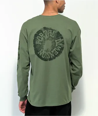 Portal Dimension Mushroom Stamp Green Long Sleeve T-Shirt