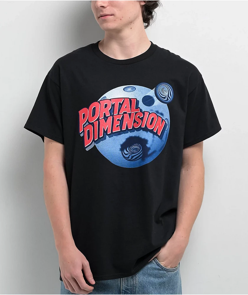 Portal Dimension Planet Dimension Black T-Shirt