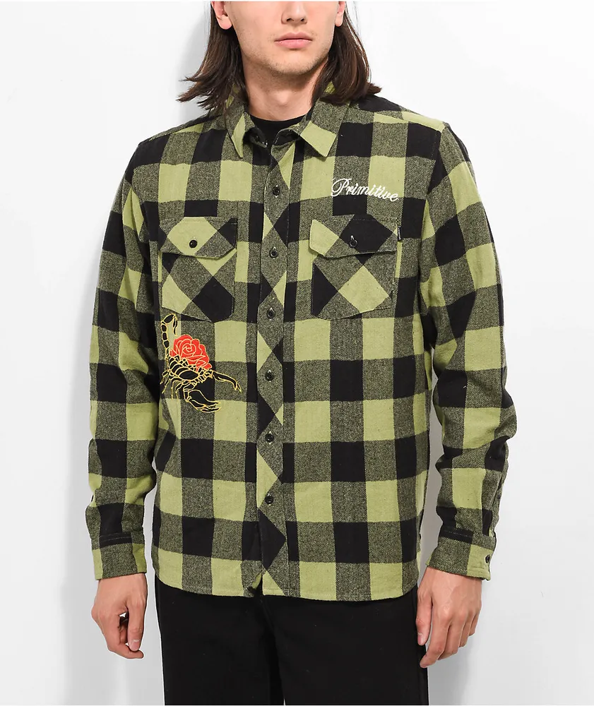 Primitive Buffalo Black & Green Flannel Shirt