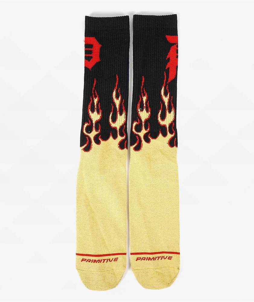 Primitive Burnout Black Crew Socks