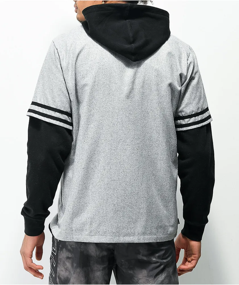 Primitive Collegiate 2Fer Grey & Black Hooded Shirt