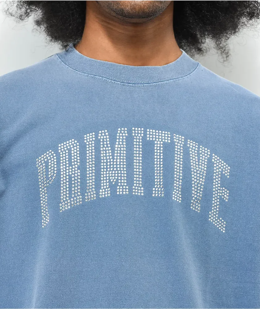 Primitive Collegiate Rhinestone Blue Wash T-Shirt