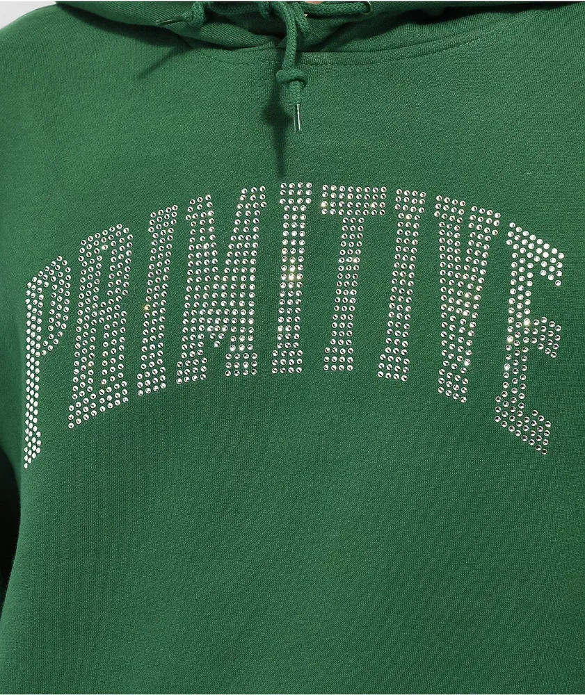 Primitive Collegiate Rhinestone Green Hoodie