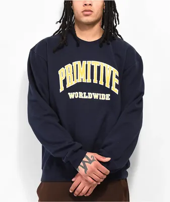 Primitive Collegiate Worldwide Blue Crewneck Sweatshirt