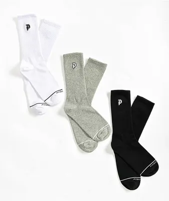 Primitive Dirty P Black, White & Grey 3 Pack Socks