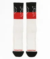 Primitive Dirty P Blocked Natural, Black & Red Crew Socks