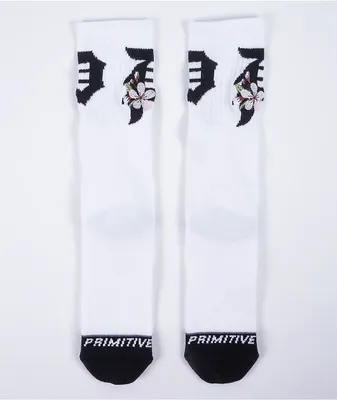 Primitive Dirty P Cherry Blossom White Crew Socks