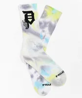 Primitive Dirty P Peace Purple, Yellow, & Blue Tie Dye Crew Socks