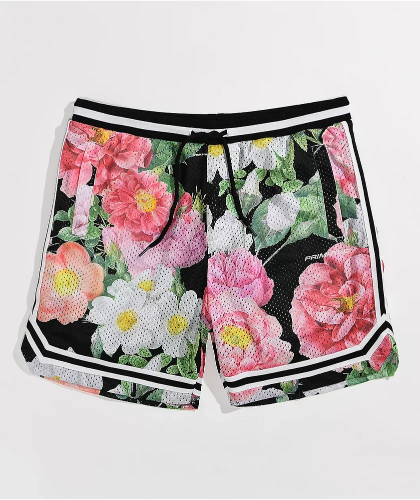 Floral Print | Orange Mesh Shorts