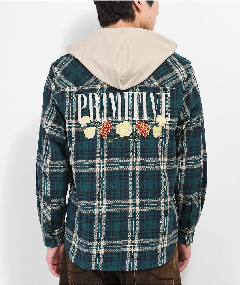 Vans Lopes Black & Green Hooded Flannel Shirt